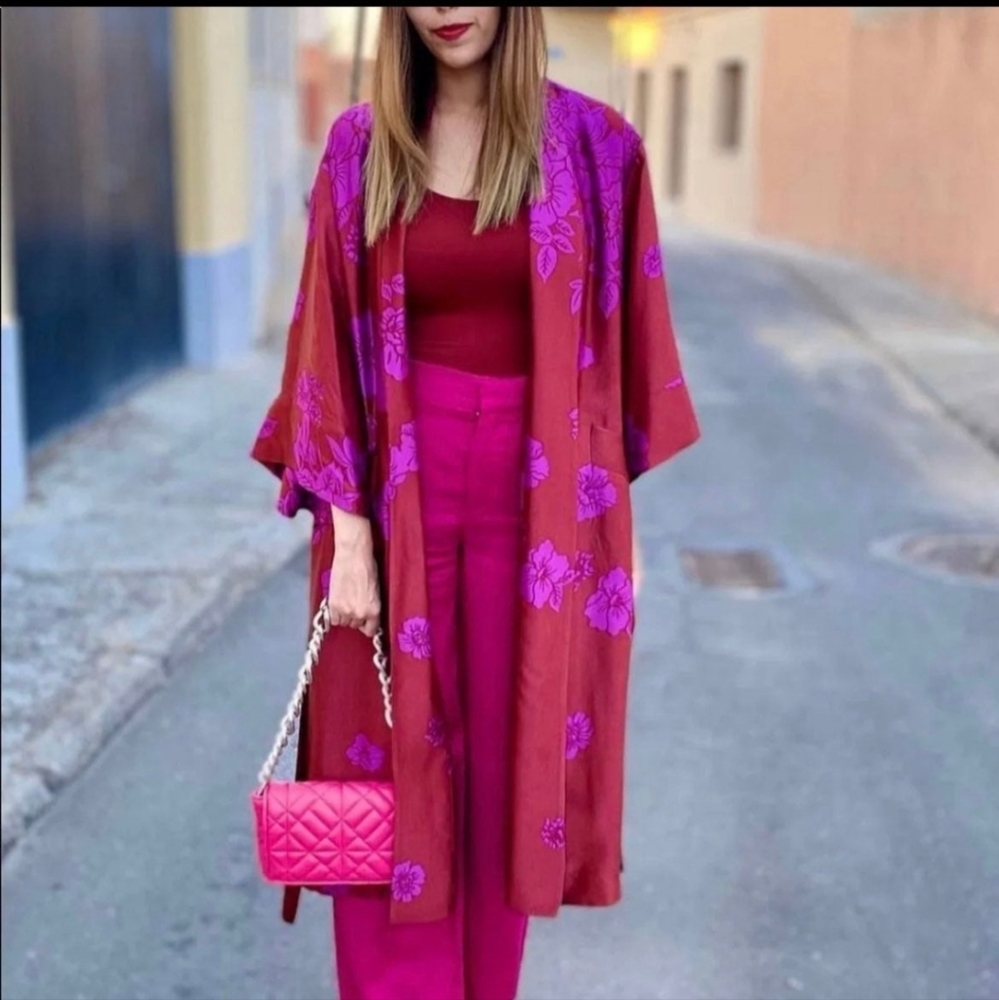 ZARA LONG PRINTED KIMONO